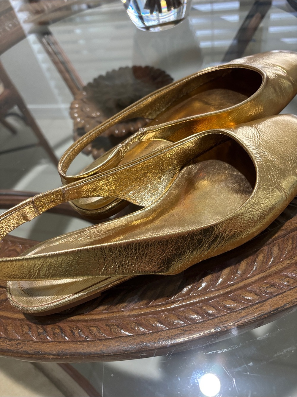 Zara Metallic Gold Slingback Flats